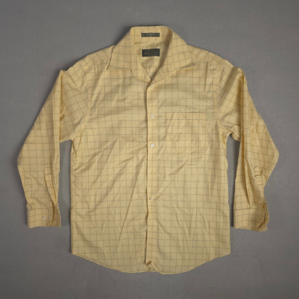 Orvis Charles F Orvis Signature Collection Yellow Windowpane Cotton Shirt Mens M